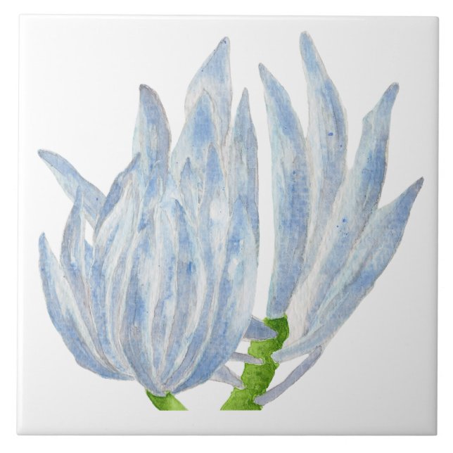 Palitos de giz azul em um Azulejo cerâmico (Frente)