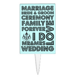 Palitos Decorado Funky Teal Wedding Cake Topper