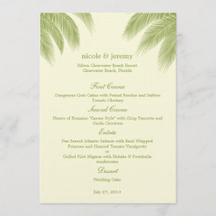 Palm Beach Wedding Menu Card - Verde