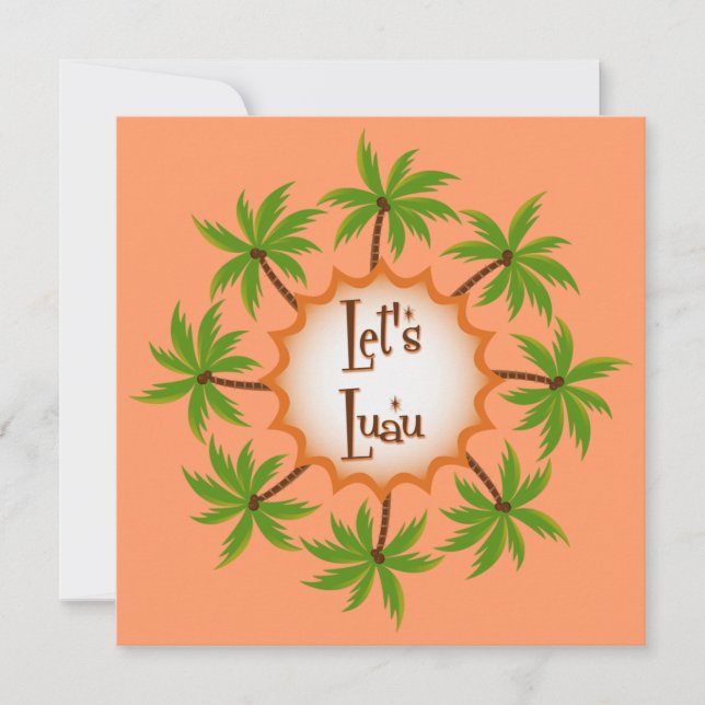 Palm Circle Luau Convite (Frente)