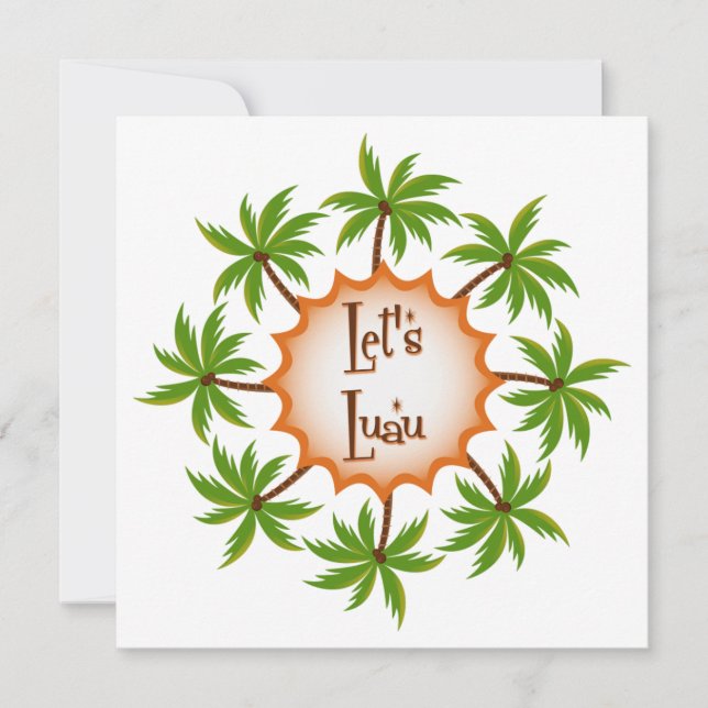 Palm Circle Luau Convite (Frente)
