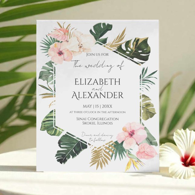 Palm Deixa Hibiscus Casamento Verde Tropical (Criador carregado)