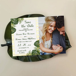 Palm Leaf Beach Wedding Photo Save the Date Card