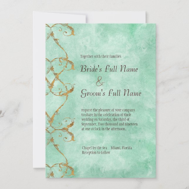 Palm Paradise - Convite para Casamento de Aqua (Frente)