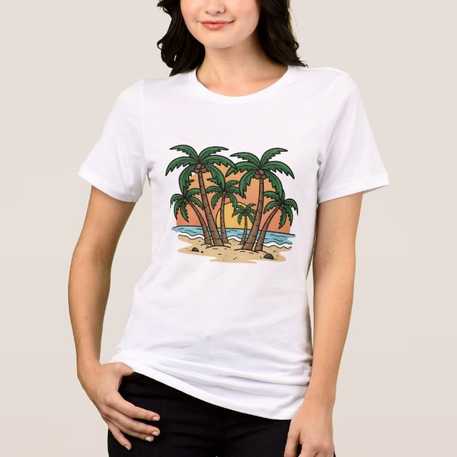 Palm Paradise – Sunset Palm Scene T-Shirt (Frente)