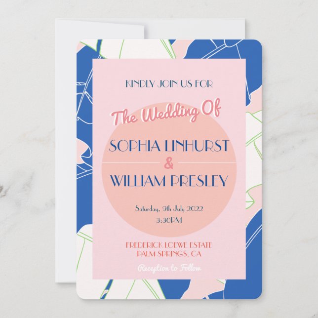 Palm Primavera Paradise Modern Wedn Convite (Frente)