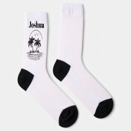 Palm Tree Beach Crew Socks