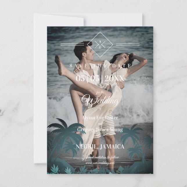 Palm Tree Beach Personalized Photo Engagement (Frente)