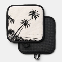 Palm Tree Black & White Beach Coastal