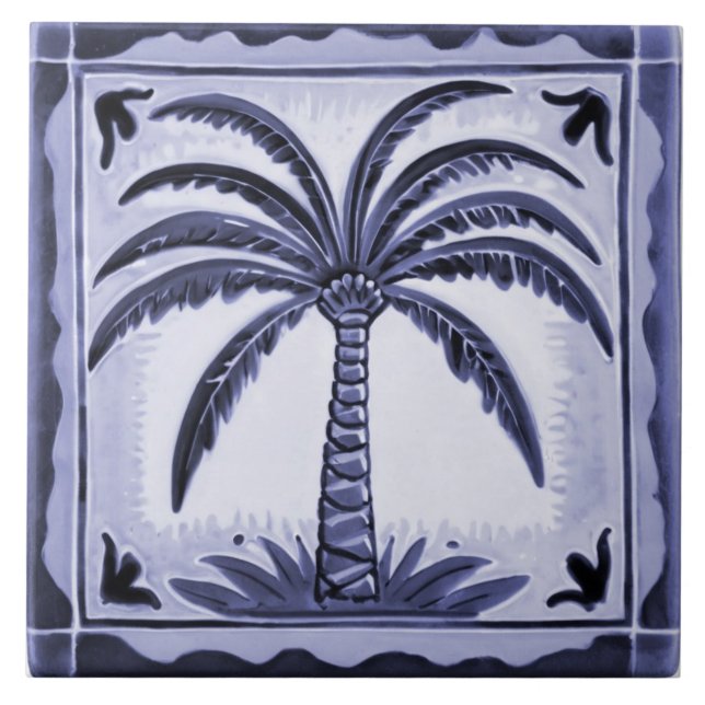 Palm Tree Blue and White Tropical Beach house (Frente)
