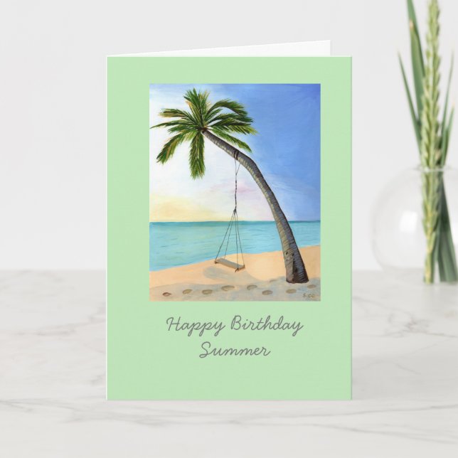 Palm Tree com cartão de aniversário personalizável (Frente)
