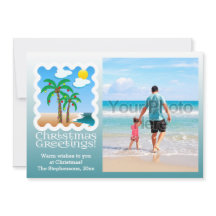 Palm Tree Holidy Lights Beach Cartões de fotos de 