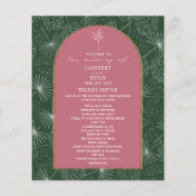 Palm Tree Leaf Pink & Green Weding Program