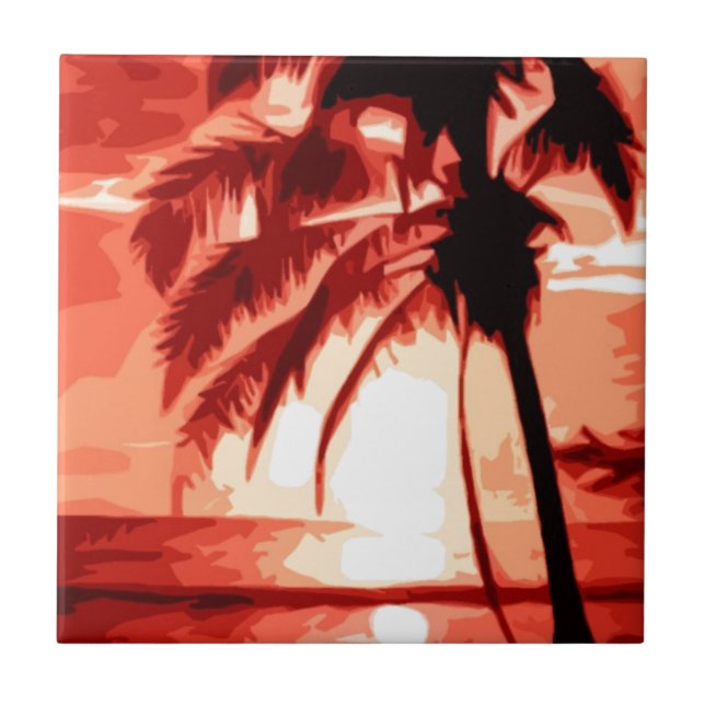 Palm Tree & Red Sunset (Frente)