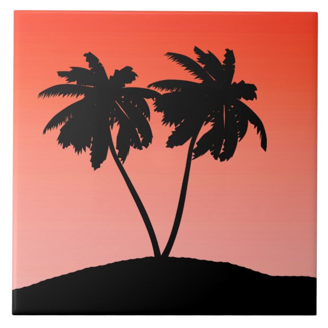 Palm Tree Silhouette em Laranja Sunset (Frente)