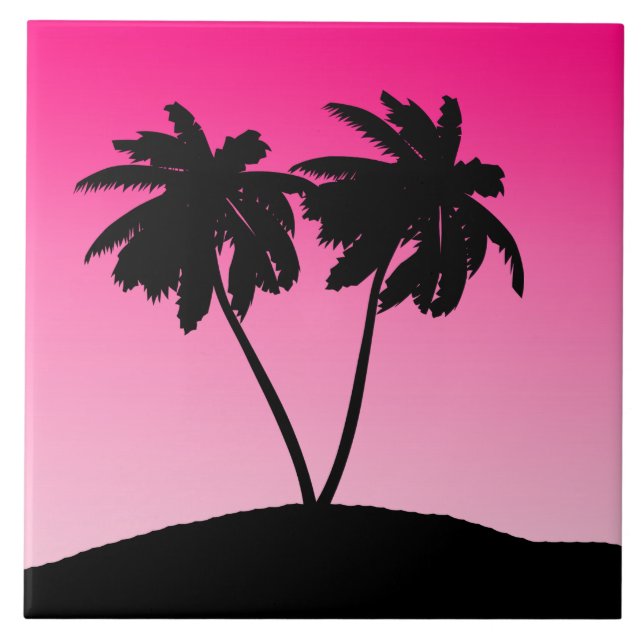 Palm Tree Silhouette no Rosa amanhecido (Frente)