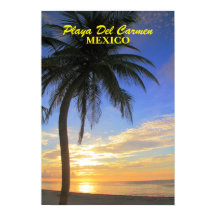 Palm Tree Sunrise Playa Del Carmen México Poster