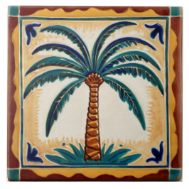 Palm Tree Yellow Brown & Green Beach Decor