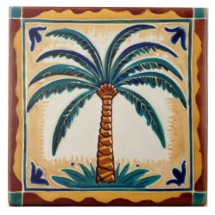 Palm Tree Yellow Brown & Green Beach Decor