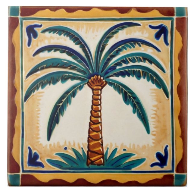 Palm Tree Yellow Brown & Green Beach Decor (Frente)