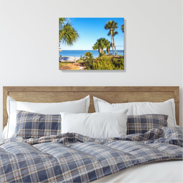 Palm Trees Bayside Morning Canvas Imprimir (Insitu(Quarto))