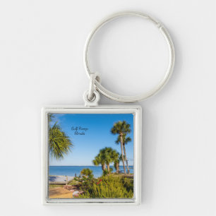 Palm Trees Bayside Morning Square Chaveiro
