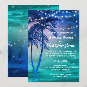 Palm Trees de Luzes Convites para Casamento