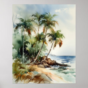 Palm Trees de Praia Impressão Poster