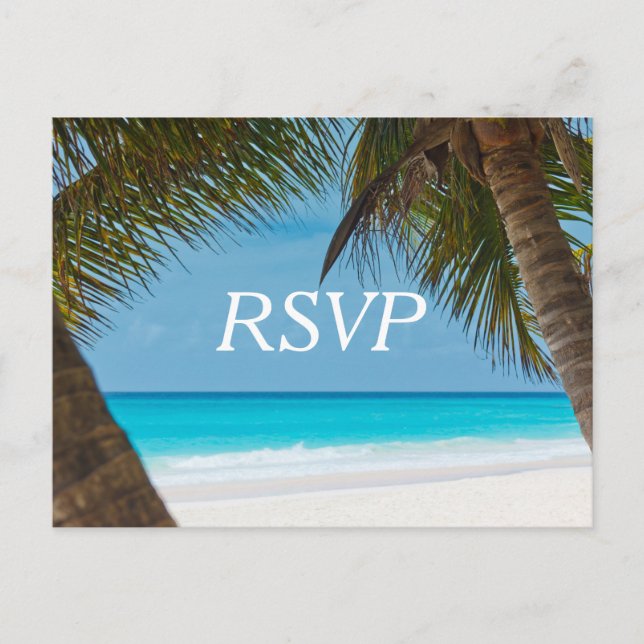 Palm Trees Em Cartões Postais RSVP De Casamento De (Frente)