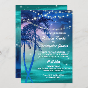 Palm Trees Strings de Luzes Convites de Casamento