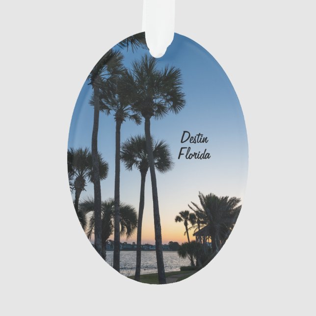 Palm Trees Sunrise Destin Flórida Ornamento Oval (Verso)