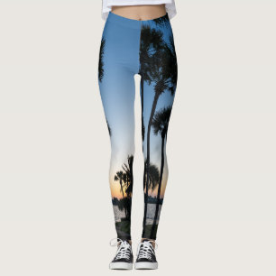 Palm Trees Sunrise Destina Leggings na Flórida