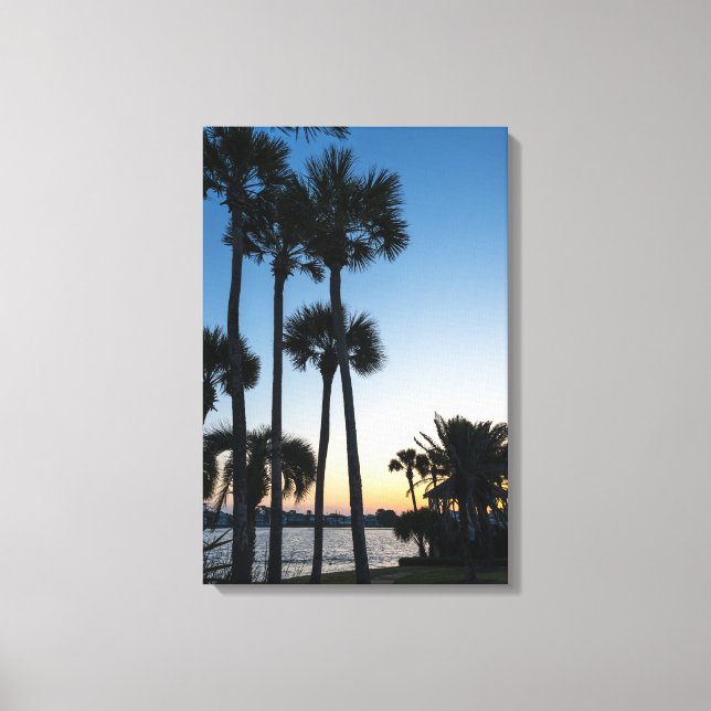 Palm Trees Sunrise Destruin Florida Canvas Print (Frente)