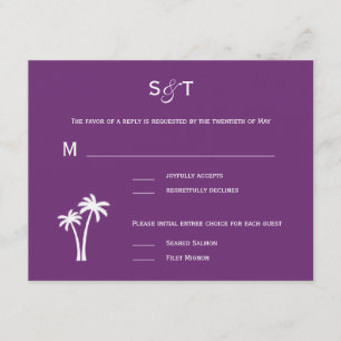 Palm Trees Wedding RSVP Card - Roxo