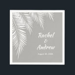 Palma Branca em Guardanapos de Festa Prateados<br><div class="desc">Fundo prateado para folhas de palmeira em branco nestes guardanapos - 2 tamanhos disponíveis - ALTERE a redação,  altere as fontes,  altere a cor do fundo com nossa ferramenta de seleção de cores,  basta clicar no botão PERSONALIZAR. Veja convites CORRESPONDENTES e mais em nossa loja ---> http://bit.ly/2UyWIVj <---</div>