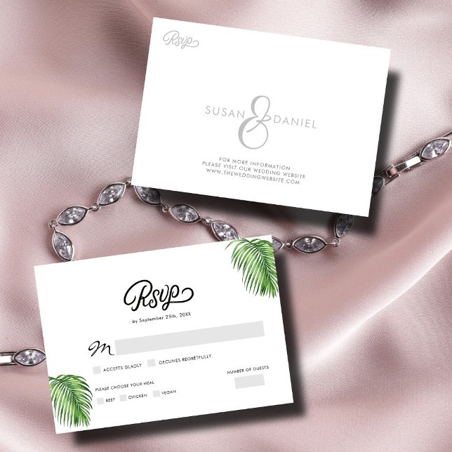 Palma de Aquarela Tropical Deixa Cartão RSVP Casad (Criador carregado)