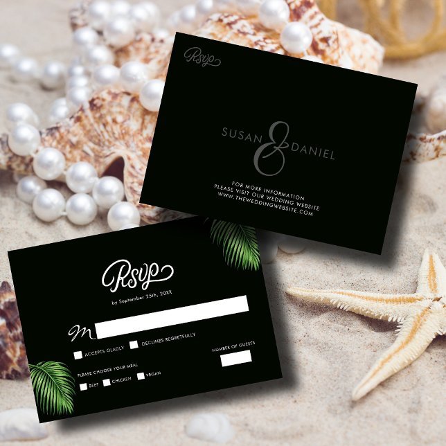 Palma de Aquarela Tropical Deixa Cartão RSVP Casad (Criador carregado)