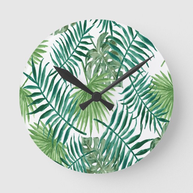 Palma deixa relógio exótico tropical redondo (Frente)