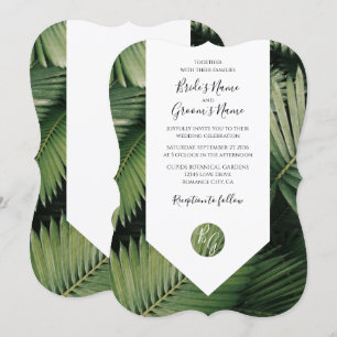 Palma Tropical Deixa Casamento Verde Convites