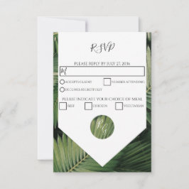 Palma tropical deixa placas RSVP de Casamento Verd