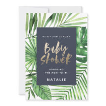 Palma tropical e convite para chá de fraldas de sc