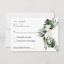 Palma Tropical e Floral Branco sem RSVP de Refeiçã