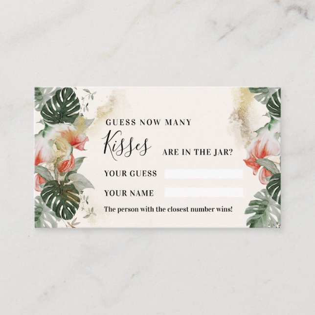 Palma tropical | Quantos cartões de Chá de Kisses (Frente)