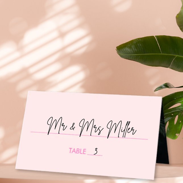 Palma Tropical Rosa Mole - Cartão de Local Moderno (Pink Tropical Palm Modern Bat Mitzvah Place Card
)