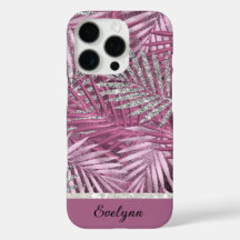 Palmas de brilho rosa e prata personalizadas