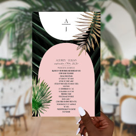 Palmas Tropicais Blush Pink Arch Monograma Casamen