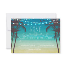 Palmeira tropical do cartão do casamento de praia