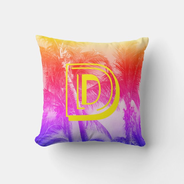 palmeira tropical retro almofada de vibe de verão (Frente)