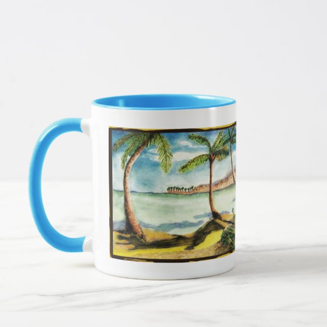 Palmeiras e Desenho de Praia - Caneca (Esquerda)