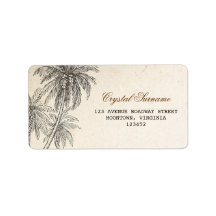 palmeiras etiquetas de endereços de casamento